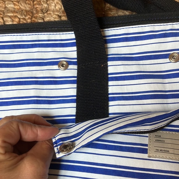 Jack Spade Duffle bag Blue  white stripe Nylon Boat sail travel  - NWT - Picture 9 of 11